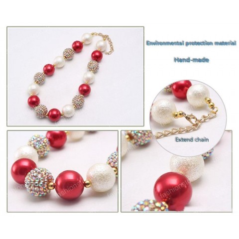 Newest Chunky Beads Necklace for Kids - Red Gold Color Y2K Style