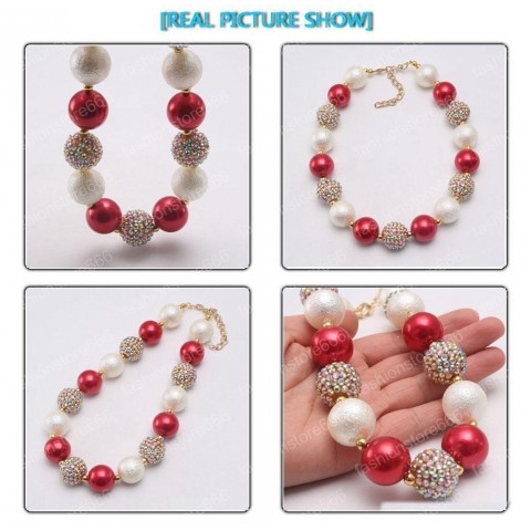 Newest Chunky Beads Necklace for Kids - Red Gold Color Y2K Style