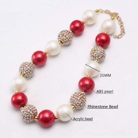 Newest Chunky Beads Necklace for Kids - Red Gold Color Y2K Style