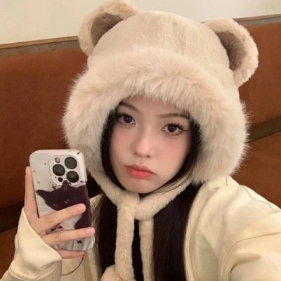 Cute Women's Warm Beret Hat with Thick Fur Ear Protection