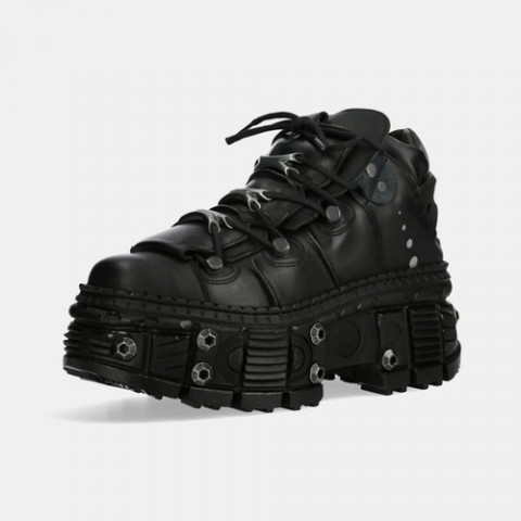 F8079 Dark Punk Leather Platform Shoes for Women