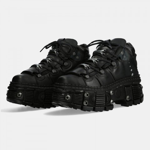F8079 Dark Punk Leather Platform Shoes for Women
