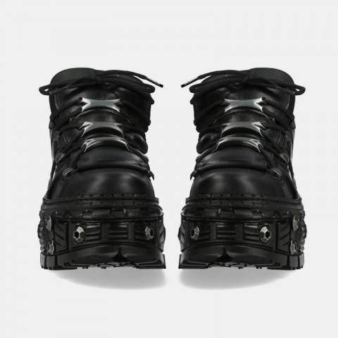 F8079 Dark Punk Leather Platform Shoes for Women