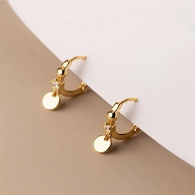 Sterling Silver Hoop Earrings with Zircon for Women - Bohemian Charm Jewelry DA2428