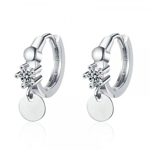 Sterling Silver Hoop Earrings with Zircon for Women - Bohemian Charm Jewelry DA2428