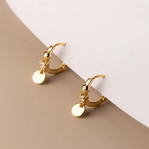Sterling Silver Hoop Earrings with Zircon for Women - Bohemian Charm Jewelry DA2428