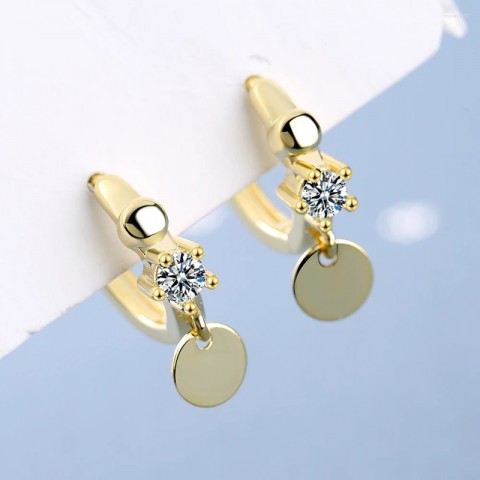 Sterling Silver Hoop Earrings with Zircon for Women - Bohemian Charm Jewelry DA2428