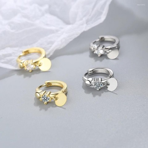 Sterling Silver Hoop Earrings with Zircon for Women - Bohemian Charm Jewelry DA2428