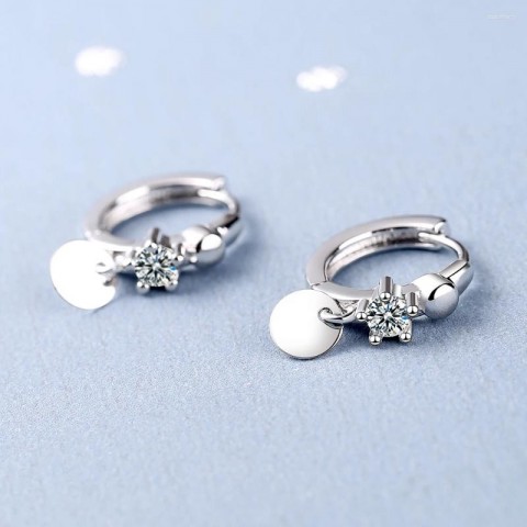 Sterling Silver Hoop Earrings with Zircon for Women - Bohemian Charm Jewelry DA2428