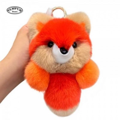 Fox Fur Keychain Pendant - Real Rabbit Fur Charm for Women