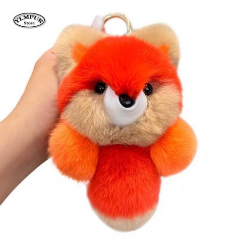 Fox Fur Keychain Pendant - Real Rabbit Fur Charm for Women