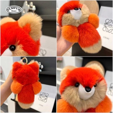Fox Fur Keychain Pendant - Real Rabbit Fur Charm for Women