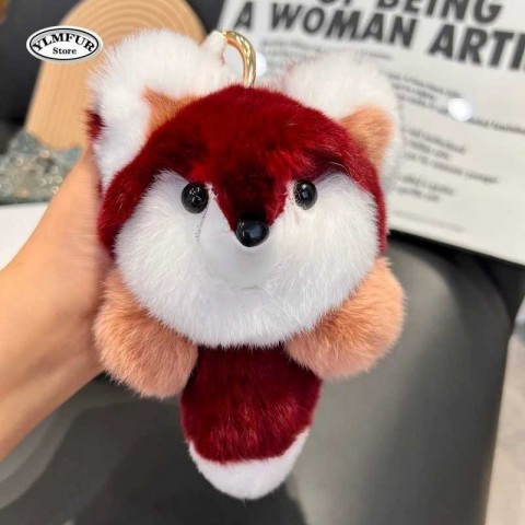 Fox Fur Keychain Pendant - Real Rabbit Fur Charm for Women