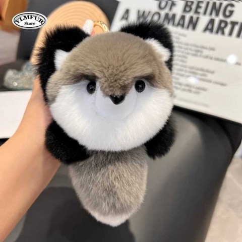 Fox Fur Keychain Pendant - Real Rabbit Fur Charm for Women