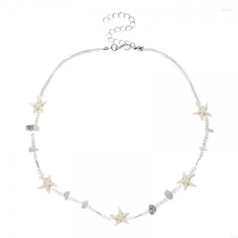 Stylish Adjustable Star Charm Pendant Necklace with Colorful Beads