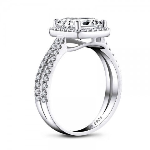 AINUOSHI Elegant 925 Sterling Silver 1.6 CT Princess Cut Halo Engagement Ring with Simulated Diamond