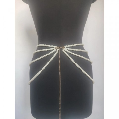 Y2K Fashion Pearl Waist Chain for Women - Retro Body Jewelry