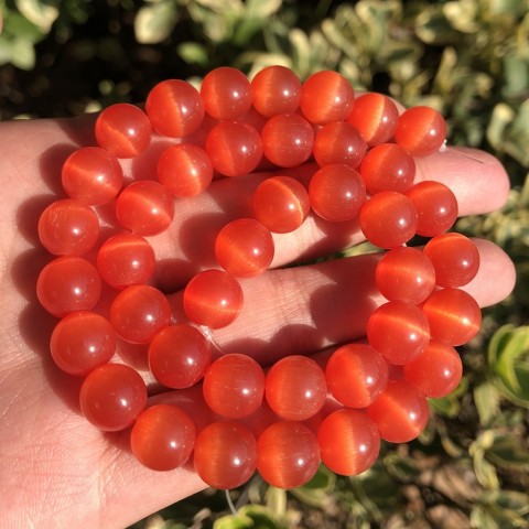 Wholesale 8mm Red Orange Cat Eye Glass Beads for DIY Jewelry Making Supplies