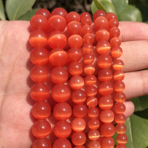 Wholesale 8mm Red Orange Cat Eye Glass Beads for DIY Jewelry Making Supplies