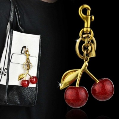Sweet Red Cherry Keychain Charm for Women Handbags, EVA Material, Bohemian Style H250217
