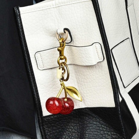 Sweet Red Cherry Keychain Charm for Women Handbags, EVA Material, Bohemian Style H250217