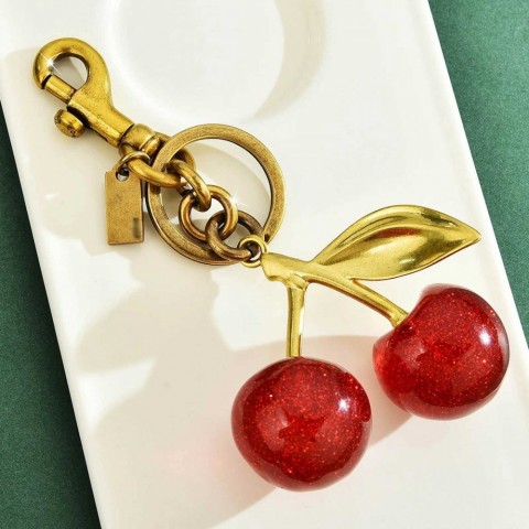 Sweet Red Cherry Keychain Charm for Women Handbags, EVA Material, Bohemian Style H250217