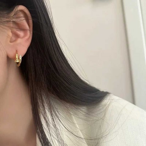 Real 925 Sterling Silver Zircon Nail Ring Earrings for Women - Minimalist Fashion Jewelry H25507