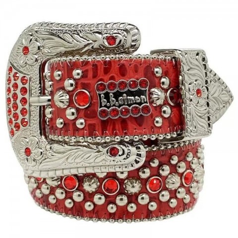 Designer Belt Bb Simon Shiny Dia The Trojan Red Jet for Men and Women