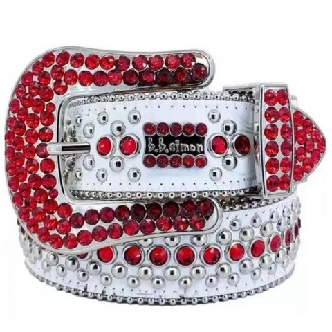 Designer Belt Bb Simon Shiny Dia The Trojan Red Jet for Men and Women