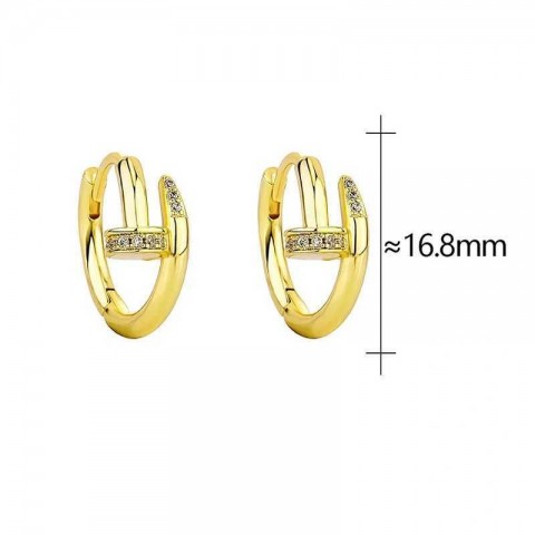 Real 925 Sterling Silver Zircon Nail Ring Earrings for Women - Minimalist Fashion Jewelry H25507