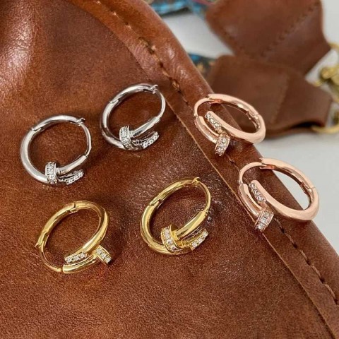 Real 925 Sterling Silver Zircon Nail Ring Earrings for Women - Minimalist Fashion Jewelry H25507