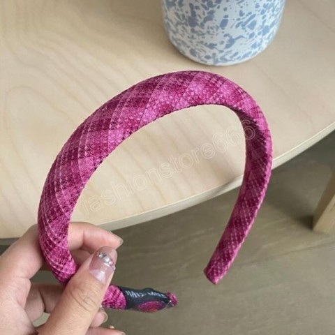 Candy Pink Comfortable Women's Fashion Headband - Casual Plaid Turban