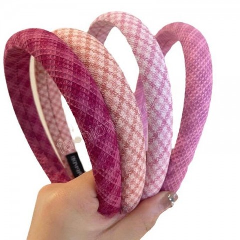 Candy Pink Comfortable Women's Fashion Headband - Casual Plaid Turban