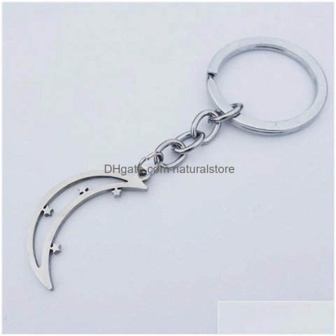 Stainless Steel Keychains & Lanyards - Unisex Fashion Jewelry Stars Moon Keyring - Wholesale 12 Pieces Lot