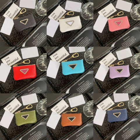 Luxury Women's Classic Leather Keychain with 14K Gold Plated Triangle Charm