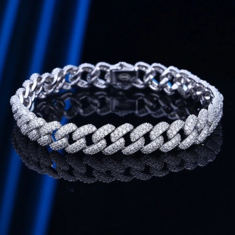 EWYA 18K Gold Plated S925 Silver Cuban Link Bracelet for Women Men