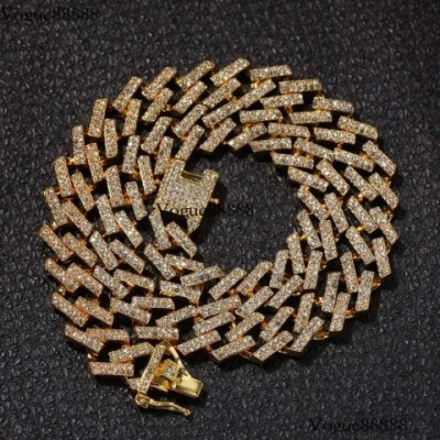UWIN Men's 14K Gold Plated Multicolored Cuban Link Chain Chokers