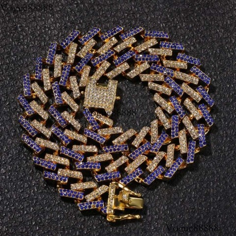 UWIN Men's 14K Gold Plated Multicolored Cuban Link Chain Chokers