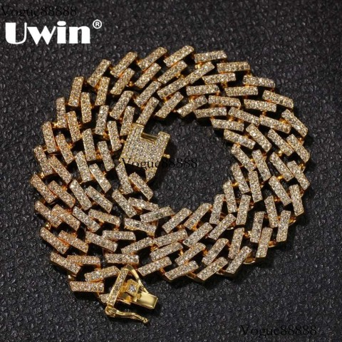 UWIN Men's 14K Gold Plated Multicolored Cuban Link Chain Chokers