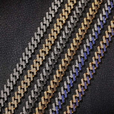 UWIN Men's 14K Gold Plated Multicolored Cuban Link Chain Chokers