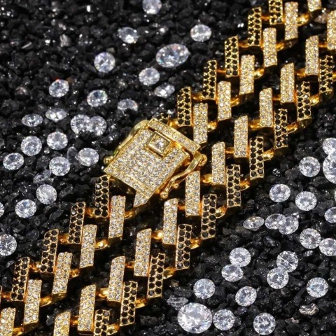 UWIN Men's 14K Gold Plated Multicolored Cuban Link Chain Chokers