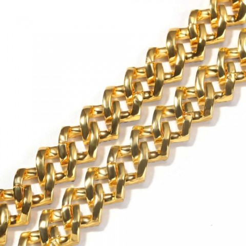 UWIN Men's 14K Gold Plated Multicolored Cuban Link Chain Chokers
