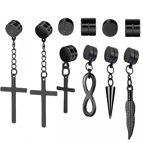 WKOUD Unisex Punk Strong Magnetic Ear Stud Set for Men - Non-Piercing Earrings