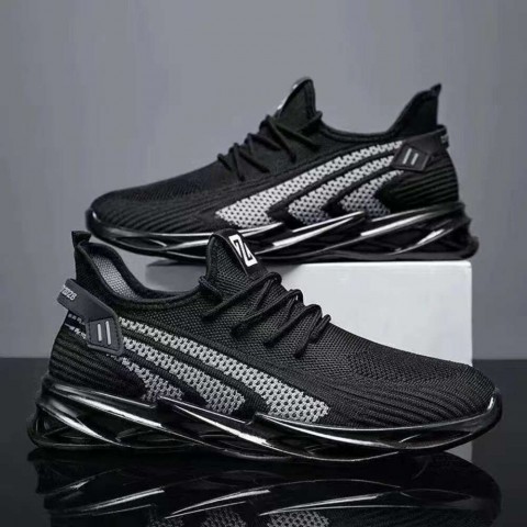 Breathable Lace-Up Leather Running Shoes for Men 805b0