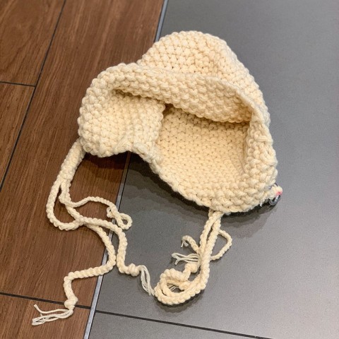 Winter Women's Skull Cap Beanie - Thick Cotton Hat with Adjustable Strap