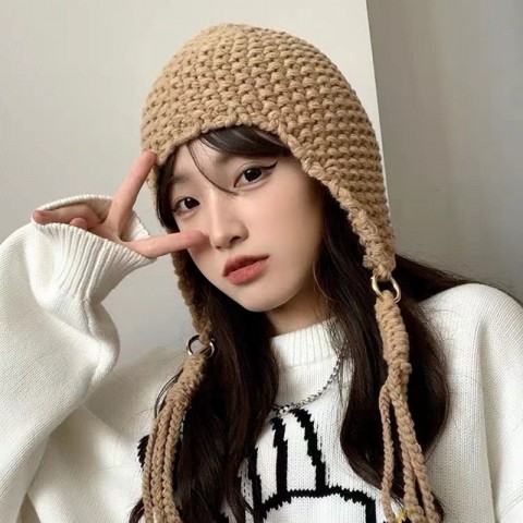Winter Women's Skull Cap Beanie - Thick Cotton Hat with Adjustable Strap