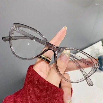 Cat Eye Sunglasses for Women Anti-Blue Light Fashion Retro Flat Frames Khaki