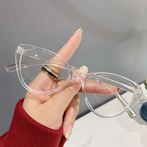 Cat Eye Sunglasses for Women Anti-Blue Light Fashion Retro Flat Frames Khaki