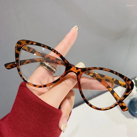 Cat Eye Sunglasses for Women Anti-Blue Light Fashion Retro Flat Frames Khaki