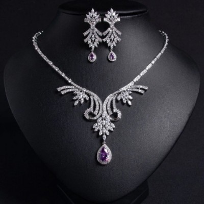 Womens Bridal Jewelry Set with Cubic Zirconia Water Drop Earrings